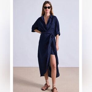 Navy Alessandra Sarong Shirt Dress
